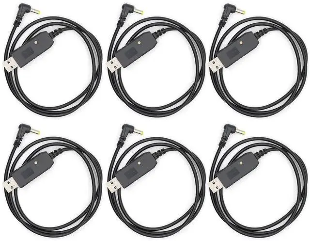 Main image of (6PCS) UV-5R USB Charger Cable UV-5R USB Charging Cable (2.5mm) with Indicator Light [2023 New Version] for BaoFeng Two Way Radios UV-5R UV-82 BF-F8HP UV-82HP UV-5X3 UV-5RE UV-S9 UV-9S Cable