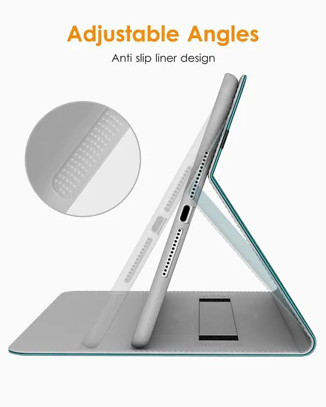 Alt view image 4 of 5 - DTTO for iPad 9.7 Inch 5th/6th Generation 2018/2017 Case, Premium Leather Folio Stand Cover Case and PU Leather Pencil Sleeve Pouch for Apple iPad 9.7 inch, Also Fit iPad Pro 9.7/Air 2/Air, Green