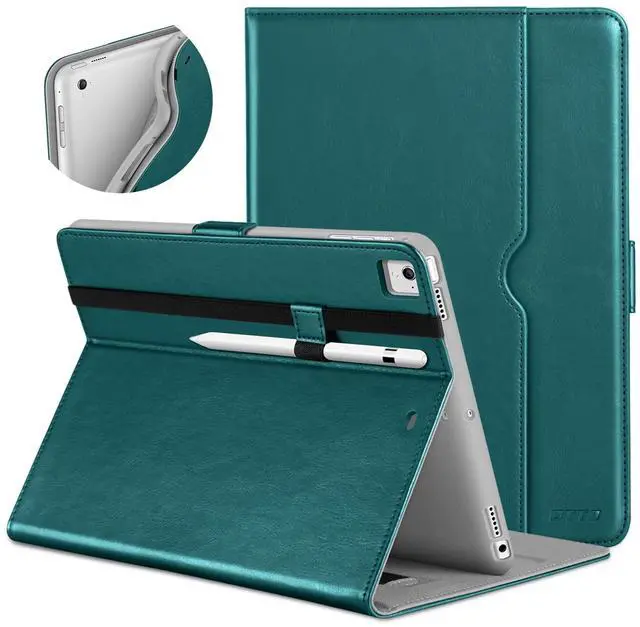 Alt view image 2 of 5 - DTTO for iPad 9.7 Inch 5th/6th Generation 2018/2017 Case, Premium Leather Folio Stand Cover Case and PU Leather Pencil Sleeve Pouch for Apple iPad 9.7 inch, Also Fit iPad Pro 9.7/Air 2/Air, Green