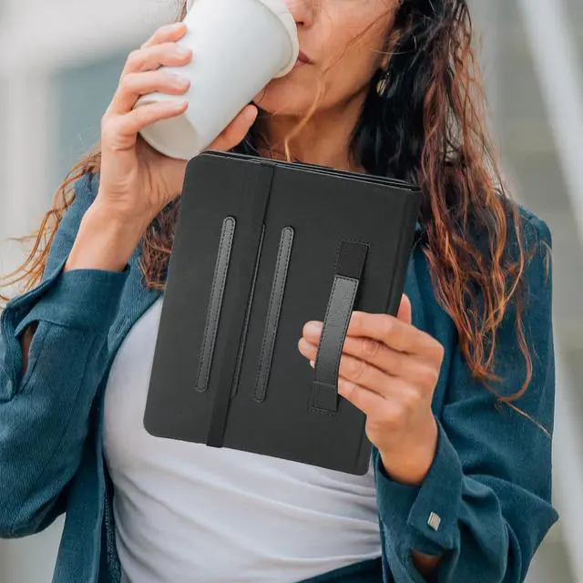 Alt view image 4 of 5 - DINGGUAGUA Compatible with Apple iPad Pro Case M4 M5 13inch 2025/2024 iPad Air (M2) 13" PU Leather Business Cover for iPad Pro 12.9 inch 2022 with 360 Degree Swiveling Cases Auto Wake/Sleep,Black