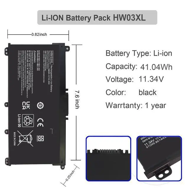 Alt view image 2 of 5 - AN·GWEL HW03XL L97300-005 Laptop Battery for HP Pavilion 15-EG 15-EH 17-CN 17-CP 17Z-CP HW03041XL-PL HWO3XL 17-CP3045CL 15-EG1053CL 17-CN1053CL 17Z-CP100 15-EG0XXX 15-EH0XXX [11.34V 41.04Wh]