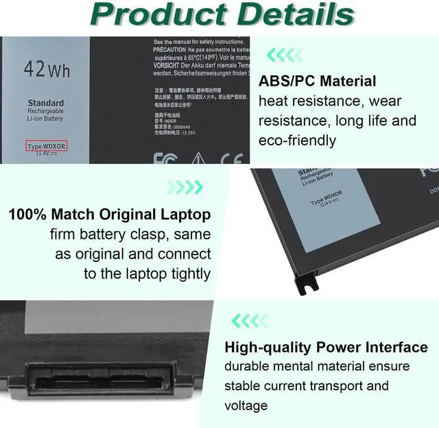 Alt view image 3 of 5 - WDX0R Laptop Battery for dell Inspiron 15 7579 7569 5578 5565 5567 5568 5570 5775 5579 7560 7570 13 5378 5368 7375 7368 7378 17 5765 5767 5770 Series P69G001 P58F P58F001 P75F P66F P69G 3CRH3