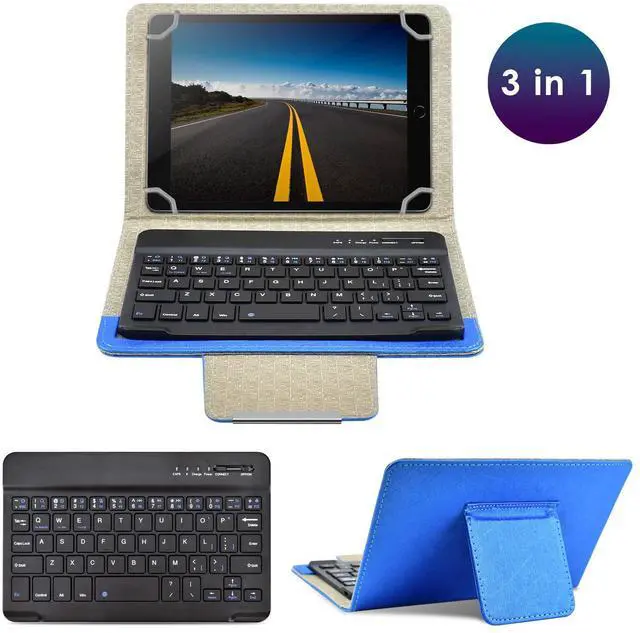 Alt view image 2 of 5 - DETUOSI Universal 7.0 inch Android Tablet Case with Keyboard, Removable Wireless Bluetooth Keyboard + PU Leather Folio Book Cover + Stand, Travel Portable Sleeve for iOS/Android/Windows System Tablet