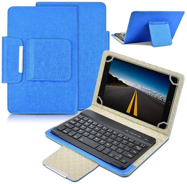 Main image of DETUOSI Universal 7.0 inch Android Tablet Case with Keyboard, Removable Wireless Bluetooth Keyboard + PU Leather Folio Book Cover + Stand, Travel Portable Sleeve for iOS/Android/Windows System Tablet