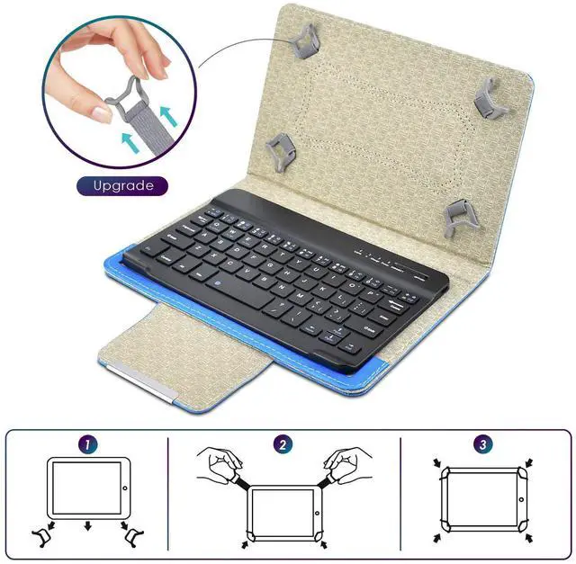 Alt view image 4 of 5 - DETUOSI Universal 7.0 inch Android Tablet Case with Keyboard, Removable Wireless Bluetooth Keyboard + PU Leather Folio Book Cover + Stand, Travel Portable Sleeve for iOS/Android/Windows System Tablet