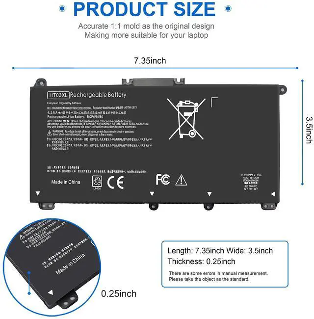 Alt view image 5 of 5 - HT03XL L11119-855 Battery for HP Pavilion 15-cs3xxx 15-cs2xxx 15-cs1xxx 15-cs0xxx 15-cw0xxx 15-cw1xxx 15-cw0 15t-cs300 15t-cs200 15t-cs0 15-cs3073cl 15-cs3153cl 15-cs3063cl 15-cs2073cl 15-cs1063cl