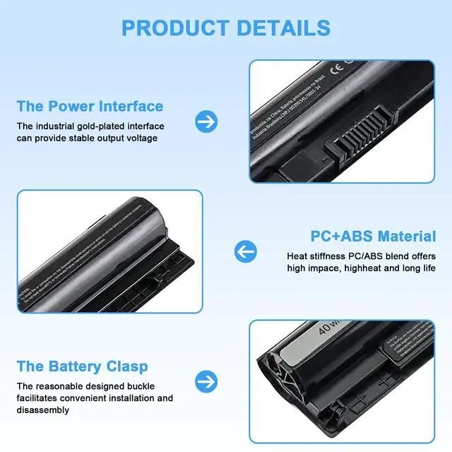 Alt view image 3 of 5 - M5Y1K 14.8V 40wh Battery Replacement for Dell Inspiron 14 15 17 5000 3000 Series 5559 5558 3451 3452 3458 3551 5458 5755 5756 5758 5759 P47F P51F P52F P63F P64G 453-BBBQ GXVJ3 WKRJ2 HD4J0 991XP VN3N
