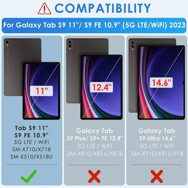 Alt view image 2 of 5 - DETUOSI Kids Case for Samsung Galaxy Tab S9/ S9 FE 5G LTE/WiFi 11" 2023 with S Pen Holder + Shoulder Strap,3-Layer Hybrid Heavy Duty Full-Body Shockproof,4-Angle Viewing Protective Kids Cover for Boy