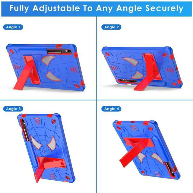 Alt view image 5 of 5 - DETUOSI Kids Case for Samsung Galaxy Tab S9/ S9 FE 5G LTE/WiFi 11" 2023 with S Pen Holder + Shoulder Strap,3-Layer Hybrid Heavy Duty Full-Body Shockproof,4-Angle Viewing Protective Kids Cover for Boy