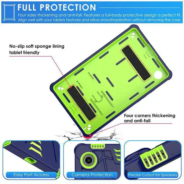 Alt view image 3 of 5 - DETUOSI Kids Case for Samsung Galaxy Tab A9 Plus 11" 2023 Tablet (SM-X210/ X218) with Shoulder Strap,3-Layers Hybrid Heavy Duty Full-Body Shockproof,4-Angles Viewing Protective Cover for Children Boys