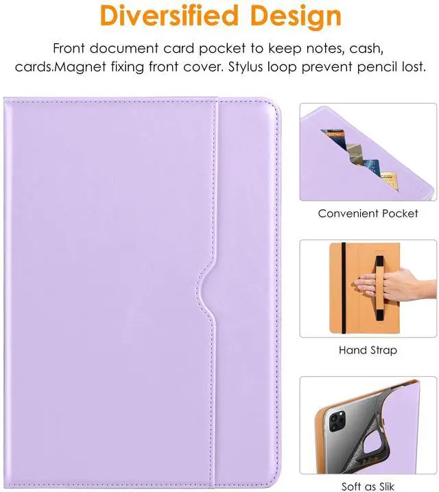 Alt view image 4 of 5 - DTTO for iPad Pro 12.9 6th / 5th / 4th / 3rd Generation Case 2022/2021/2020/2018, Leather Folio Stand Cover with Built-in Apple Pencil Holder -Auto Wake/Sleep and Multi Viewing Angles, Lavender