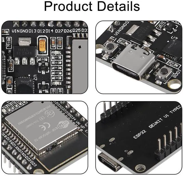 Alt view image 3 of 4 - 5pcs Type-C 30pins CP2102 ESP-WROOM-32 ESP32 ESP-32S Development Board 2.4GHz Dual-Mode WiFi + Bluetooth Dual Cores Microcontroller Processor Integrated with Antenna RF AMP Filter AP STA