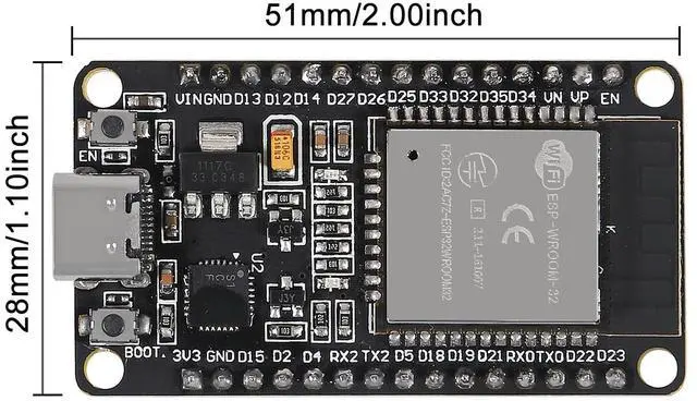 Alt view image 4 of 4 - 5pcs Type-C 30pins CP2102 ESP-WROOM-32 ESP32 ESP-32S Development Board 2.4GHz Dual-Mode WiFi + Bluetooth Dual Cores Microcontroller Processor Integrated with Antenna RF AMP Filter AP STA