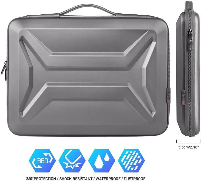 Alt view image 3 of 5 - DOMISO 15.6 Inch Laptop Hard Case, Waterproof Shockproof Hard Shell Laptop Sleeve Protective Computer Bag for Most 15-15.6" Laptops/Macbook Pro/Lenovo IdeaPad/HP ENVY/Dell XPS, Silver