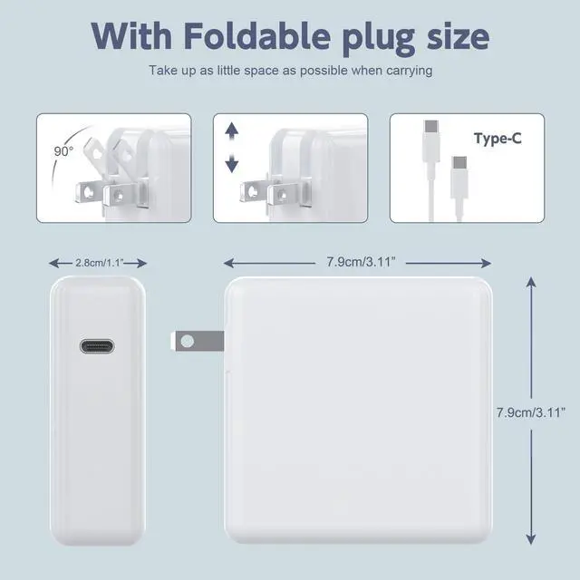Alt view image 5 of 5 - 140W USB C Fast Charger, MacBook Pro 16 14 inch 2023 2022 2021 M3 M2 M1, MacBook Air 13 15 inch 2022 2023 2024 Power Supply Adapter, Included USB C-C Cord(6.6ft/2m)