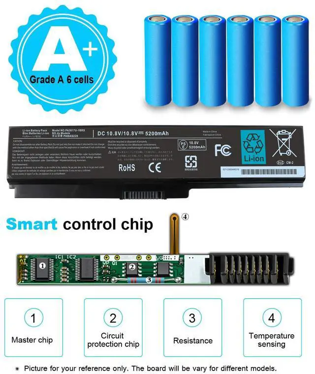 Alt view image 4 of 5 - PA3817U-1BRS Laptop Battery Compatible with Toshiba Satellite C655 C650D C675 C660 L700 L750 L755 L770 L645 L655 L675 P745 P755 P775 M640 M645 A660 A655 A665 PA3818U PA3819U PA3816U PA3634U PABAS228