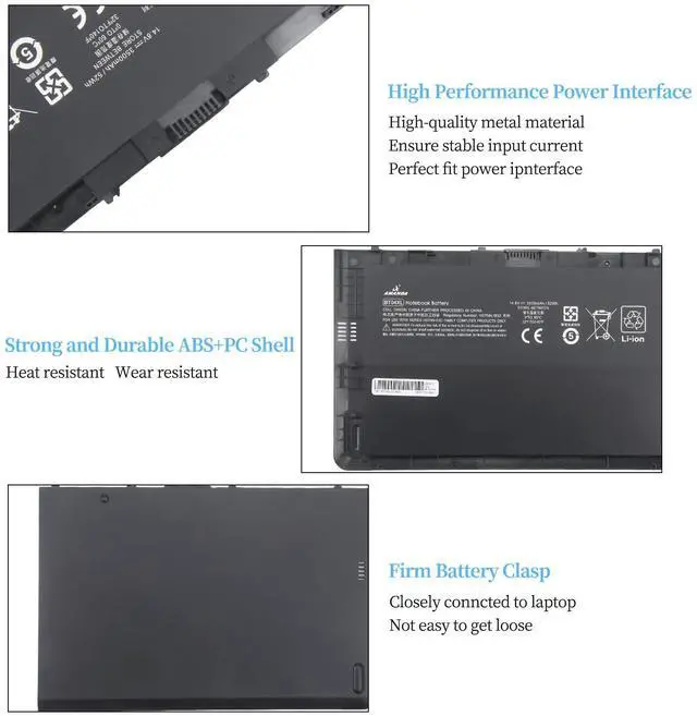 Alt view image 3 of 5 - A AMANDA BT04XL Notebook Battery for HP EliteBook Folio 9470 9470M 9480m Ultrabook BT04 BA06 HSTNN-IB3Z HSTNN-I10C 687945-001 H4Q47AA 687517-241 HSTNN-DB3Z 687517-171-14.8V 52WH