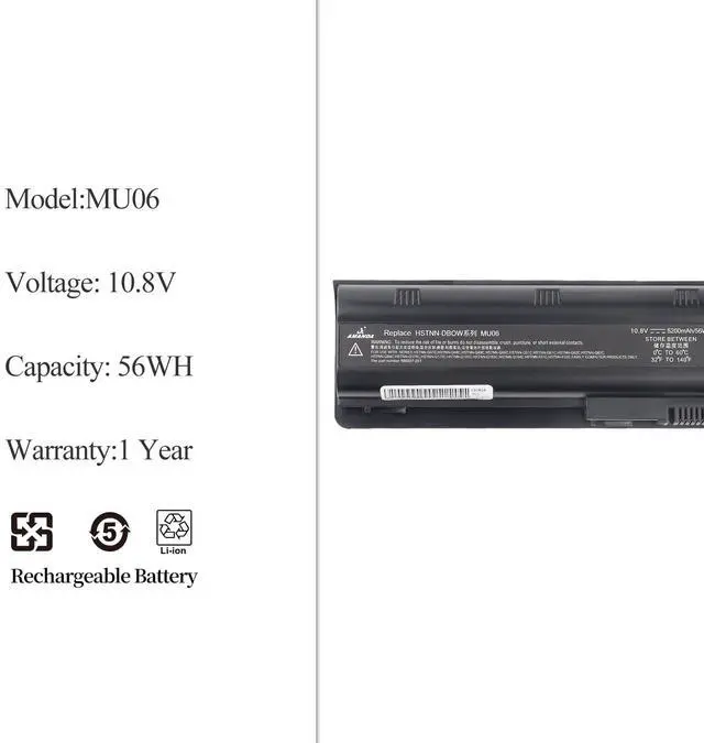 Alt view image 2 of 5 - A AMANDA 593553-001 MU06 MU09 Laptop Battery for HP Pavilion DM4 G7 G6 G4 DV3-4000 DV5-2000 DV6-3000 DV7-6000 Compaq Presario CQ32 CQ42 CQ43 435 436 HSTNN-Q62C HSTNN-CBOW HSTNN-IB0N HSTNN-IB0X