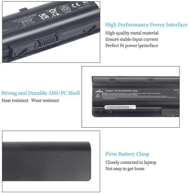 Alt view image 3 of 5 - A AMANDA 593553-001 MU06 MU09 Laptop Battery for HP Pavilion DM4 G7 G6 G4 DV3-4000 DV5-2000 DV6-3000 DV7-6000 Compaq Presario CQ32 CQ42 CQ43 435 436 HSTNN-Q62C HSTNN-CBOW HSTNN-IB0N HSTNN-IB0X