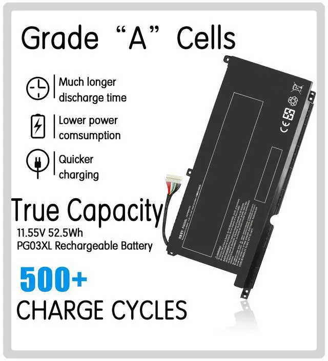 Alt view image 2 of 5 - PG03XL Replacement HP Pavilion Gaming 15-DK 15T-DK 15-EC Laptop Battery for hp Pavilion 15-DK0XXX 15-DK0056WM 15-DK0068WM 15-DK0055NR 15T-DK200 15-EC0013DX 15-EC1073DX L48495-005 52.5Wh(Type A)