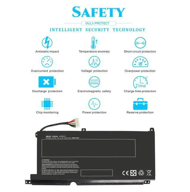 Alt view image 3 of 5 - PG03XL Replacement HP Pavilion Gaming 15-DK 15T-DK 15-EC Laptop Battery for hp Pavilion 15-DK0XXX 15-DK0056WM 15-DK0068WM 15-DK0055NR 15T-DK200 15-EC0013DX 15-EC1073DX L48495-005 52.5Wh(Type A)