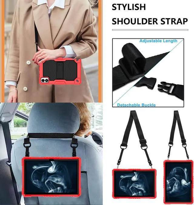 Alt view image 2 of 2 - Doemoil Case for Vortex ZTAB10/T10M PRO 10.1 inch Tablet Hybrid Shockproof Case Built in Kickstand with Screen Protector for Vortex ZTAB 10/T10M PRO 10.1 inch Tablet (Red/Black/1 PC)