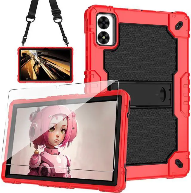 Main image of Doemoil Case for Vortex ZTAB10/T10M PRO 10.1 inch Tablet Hybrid Shockproof Case Built in Kickstand with Screen Protector for Vortex ZTAB 10/T10M PRO 10.1 inch Tablet (Red/Black/1 PC)