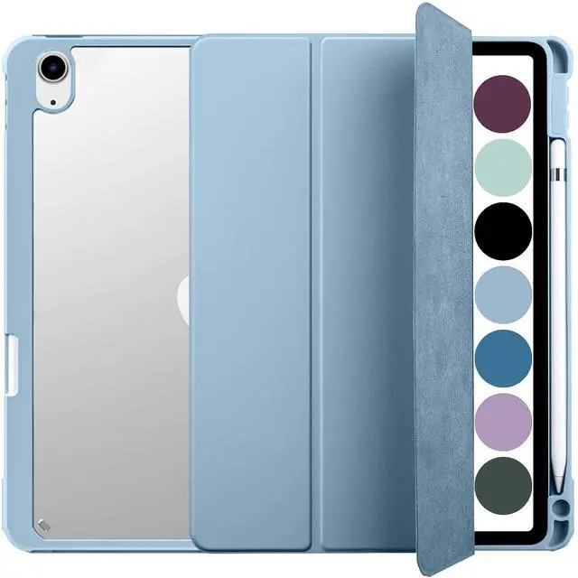 Main image of DuraSafe Cases for iPad Air 5th 4th 6th 11th [ Air 11/6 2024/5 2022/4 2020 ] A2588 A2316 MYFQ2LL/A MYFP2LL/A MYFN2LL/A MYFQ2LL/A Pencil Holder Soft Corner with PC Back Cover - Light Blue