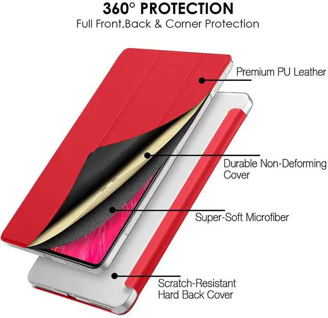 Alt view image 5 of 5 - DuraSafe Cases for iPad PRO 12.9 Inch 2021 5th 2020 4th Generation [ Pro 12.9 5 4 ] A2378 A2461 A2379 MHNR3LL/A MHNT3LL/A MY3K2LL/A MY3J2LL/A Slim Lightweight PC Dual Angle Stand Cover - Red
