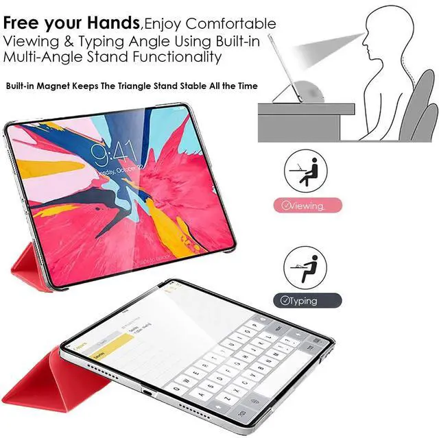 Alt view image 4 of 5 - DuraSafe Cases for iPad PRO 12.9 Inch 2021 5th 2020 4th Generation [ Pro 12.9 5 4 ] A2378 A2461 A2379 MHNR3LL/A MHNT3LL/A MY3K2LL/A MY3J2LL/A Slim Lightweight PC Dual Angle Stand Cover - Red