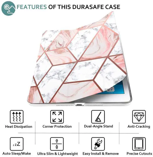 Alt view image 5 of 5 - DuraSafe iPad Pro 12.9 inch 4th Generation Printed Cover A2229 MY2H2LL/A MY2J2LL/A A2069 MXAT2LL/A MXAV2LL/A MXAU2LL/A MXAW2LL/A A2233 MY3K2LL/A MY3J2LL/A MXFY2LL/A MXG12LL/A MXFX2LL/A - Marble Pink