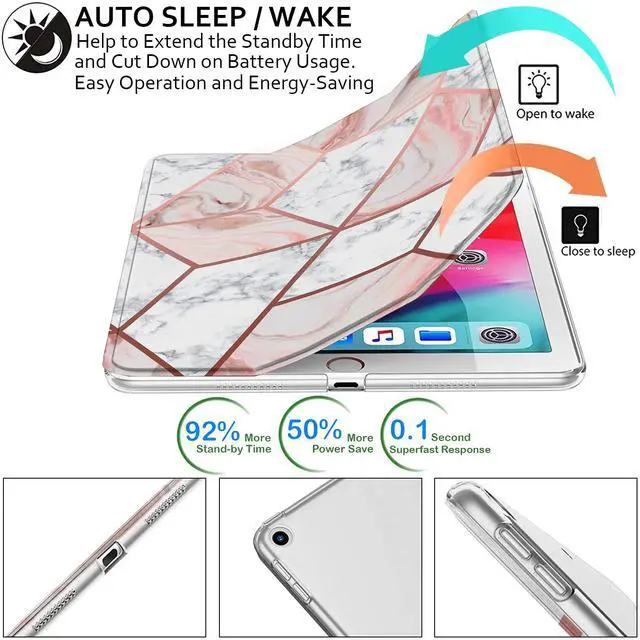 Alt view image 3 of 5 - DuraSafe iPad Pro 12.9 inch 4th Generation Printed Cover A2229 MY2H2LL/A MY2J2LL/A A2069 MXAT2LL/A MXAV2LL/A MXAU2LL/A MXAW2LL/A A2233 MY3K2LL/A MY3J2LL/A MXFY2LL/A MXG12LL/A MXFX2LL/A - Marble Pink