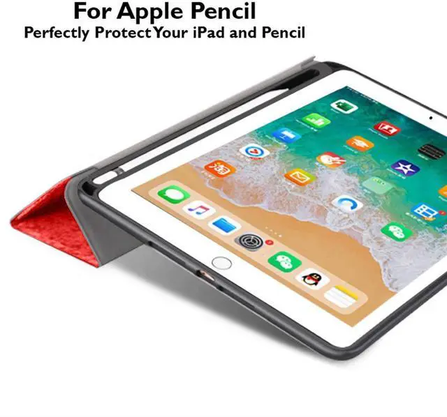 Alt view image 5 of 5 - DuraSafe Cases for iPad 9th 2021 8th 2020 7th 2019 Gen [iPad 9 iPad 8 iPad 7 ] 10.2 Inch A2602 A2270 A2197 MK663LL/A MK673LL/A MYN62LL/A Durable TPU Silicone Back Case Pencil Holder - Denium Red