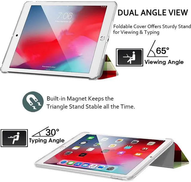 Alt view image 4 of 5 - DuraSafe Cases for iPad PRO 12.9 Inch 2021 5th 2020 4th Generation [ Pro 12.9 5 4 ] A2378 A2461 A2379 MHNR3LL/A MHNT3LL/A Printed Lightweight PC Dual Angle Stand Clear Flip Back Cover - Color Grid
