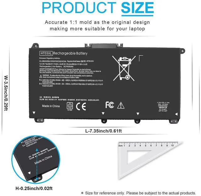 Alt view image 4 of 5 - HT03XL L11119-855 Battery for HP Pavilion 15-DA 15-DB 15-DW 15-CS 15-DY 17-BY 17-CA 14-CE 14-CF 14-DF 14-DQ 14-DK 14M-DH 15-da0014dx 15-cs0053cl 15-dw0043dx 15t-dw100 15z-cw100 17-by1053dx L11421-422