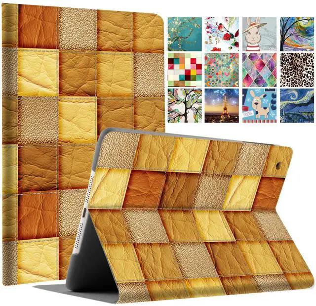 Main image of DuraSafe Cases iPad Mini 4 7.9 Inch 2015 [ Mini 4th Gen ] A1538 A1550 MK6K2LL/A MK6J2LL/A MK6L2LL/A Printed Folio Magnetic Smart Protective Sleek & Classic Design Cover - Brown Patchwork