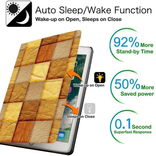 Alt view image 3 of 5 - DuraSafe Cases iPad Mini 4 7.9 Inch 2015 [ Mini 4th Gen ] A1538 A1550 MK6K2LL/A MK6J2LL/A MK6L2LL/A Printed Folio Magnetic Smart Protective Sleek & Classic Design Cover - Brown Patchwork