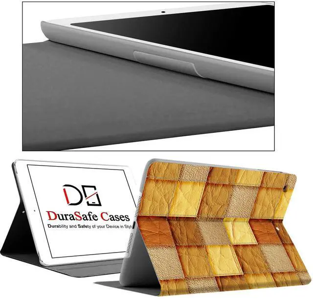 Alt view image 4 of 5 - DuraSafe Cases iPad Mini 4 7.9 Inch 2015 [ Mini 4th Gen ] A1538 A1550 MK6K2LL/A MK6J2LL/A MK6L2LL/A Printed Folio Magnetic Smart Protective Sleek & Classic Design Cover - Brown Patchwork