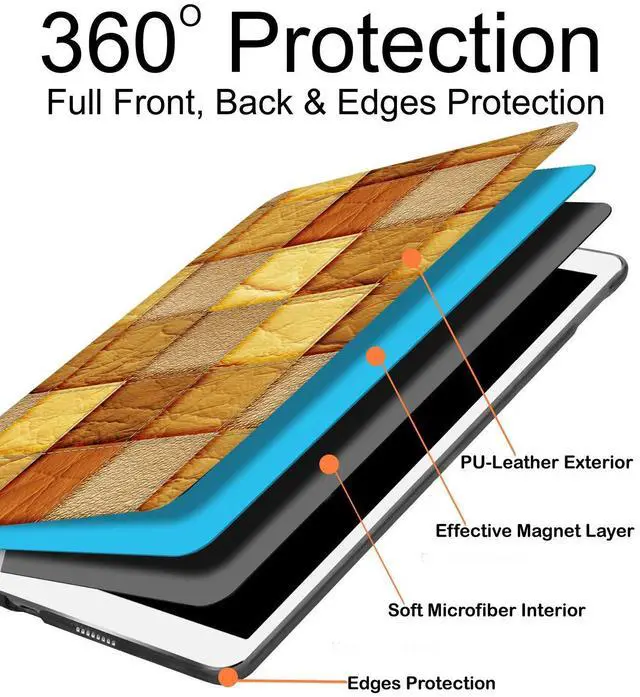 Alt view image 5 of 5 - DuraSafe Cases iPad Mini 4 7.9 Inch 2015 [ Mini 4th Gen ] A1538 A1550 MK6K2LL/A MK6J2LL/A MK6L2LL/A Printed Folio Magnetic Smart Protective Sleek & Classic Design Cover - Brown Patchwork