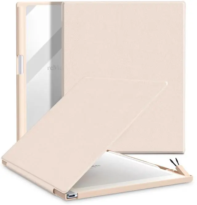 Main image of E NET-CASE Case for Remarkable 2 Paper Tablet 10.3" 2020 Released, Book Folio Design with Built-in Pen Holder, Lightweight & Transparent Back Shell Case for Remarkable 2 (Pink)