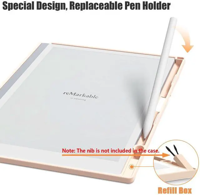 Alt view image 2 of 5 - E NET-CASE Case for Remarkable 2 Paper Tablet 10.3" 2020 Released, Book Folio Design with Built-in Pen Holder, Lightweight & Transparent Back Shell Case for Remarkable 2 (Pink)