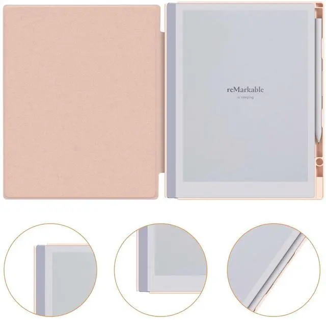 Alt view image 5 of 5 - E NET-CASE Case for Remarkable 2 Paper Tablet 10.3" 2020 Released, Book Folio Design with Built-in Pen Holder, Lightweight & Transparent Back Shell Case for Remarkable 2 (Pink)