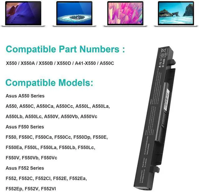 Alt view image 5 of 5 - Fancy Buying A41-X550A Laptop Battery for ASUS X550 A41-X550 A450 P550 F550 K550 A550 F552 K450 P450 P550 R409 R510 X452 R510 X450 X550V A450C X550C X550A X550B X550D Y481C Y581C