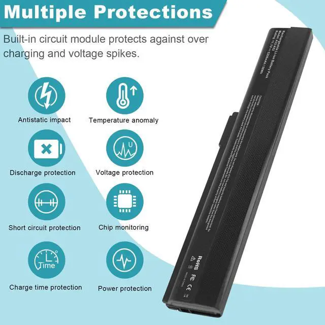 Alt view image 4 of 5 - A32-K52 Laptop Battery for ASUS A52F A52J K52F X52N X52J X52F K52D K52J X5IJ K52 K52D K52DE K52DE-EX064V K52F-B1 K52F-BBR5 K52F-BBR9 K52f-c1 K52F-C2B K52FK52F-A1 K52f-SX051V K52N-EX035V K52Xi