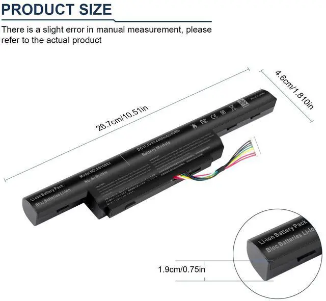 Alt view image 3 of 5 - Fancy Buying AS16B8J Laptop Battery Compatible Acer Aspire E5-575G E5-575G-53VG 15.6" E5-575G-549D Series 3INR19/66-2 AS16B5J