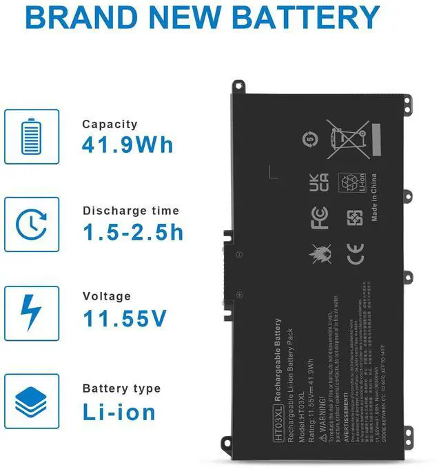 Alt view image 4 of 5 - HT03XL L11119-855 Laptop Battery for HP Pavilion 15-DA 15-DB 15-DW 15-DY 14-CE 14-CF 14-DF 17-by 17-CA Series, 14M-DH0003DX 14M-DH1003DX 15T-DA000 15T-CS200 15-CW1XXX 15T-CS300 LPD1071 15-DB0004DX