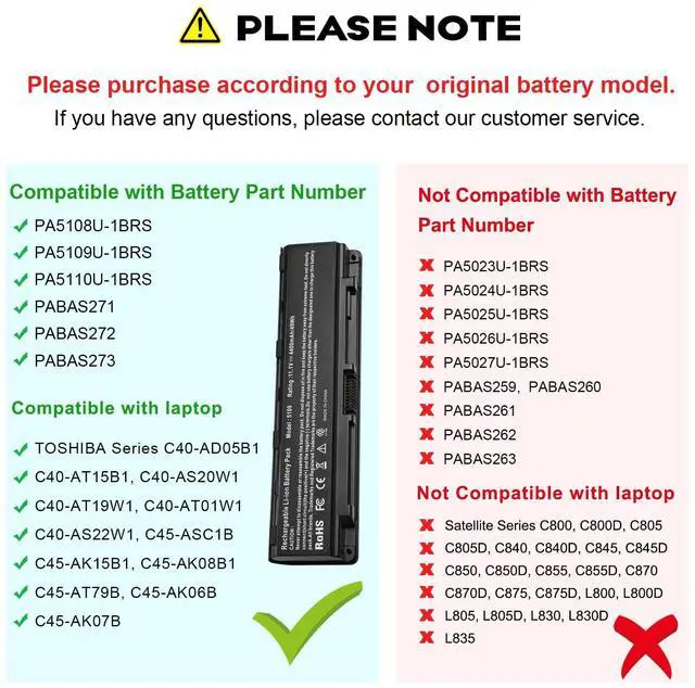Alt view image 2 of 5 - Fancy Buying New PA5109U-1BRS Battery for Toshiba PA5023U-1BRS PA5025U-1BRS S70DT C55-A5302 C55-A5308 C55-A5309 C55D-A5150