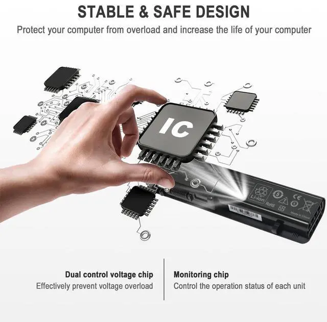 Alt view image 3 of 5 - Laptop Battery for Dell Studio Series 1745 1747 1749,Compatible P/N: N855P U164P U150P N856P M905P 312-0186