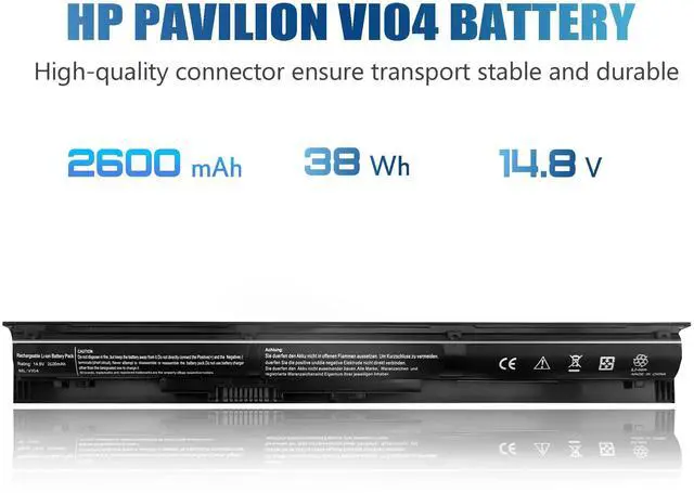 Alt view image 2 of 5 - 756743-001 VI04 V104 Laptop Battery for HP Pavilion 15-P 17-F Series 15-p011na 15-p165sa 15-p214dx 15-p003ax 17-f115dx 17-f215dx Fit 756744-001 756478-421 HSTNN-DB6K TPN-Q140 [14.8V 2600mAh 4Cell]