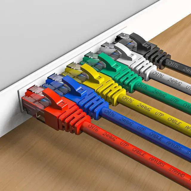 Alt view image 2 of 5 - Cat6 Patch Cables 20 Feet (6 Pack), Cat 6 Ethernet Cable, 24AWG CCA, UTP Network Cord, Internet Cable, Compatible for PC, Laptop, Router, Switch, Server, Printer, RJ45 LAN with 25 Cable Ties - 20FT